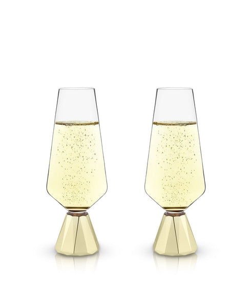 Gold Base Crystal Champagne Flutes