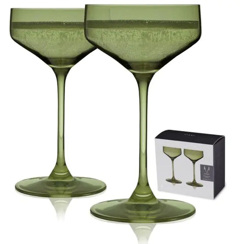 Sage Green Champagne Coupes (Set of 2)