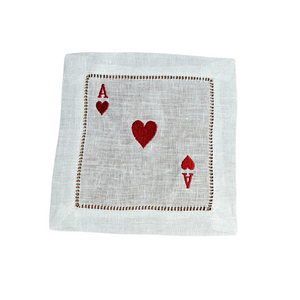 Playing Card Linen Cocktail Napkins - Set of 4