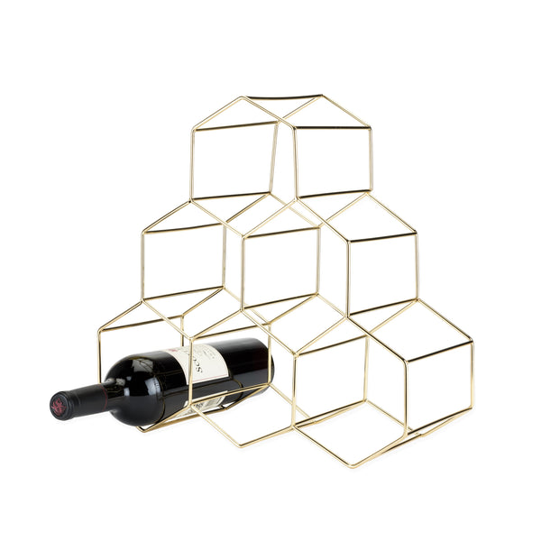 Gold Geo Counter Top Wine Rack