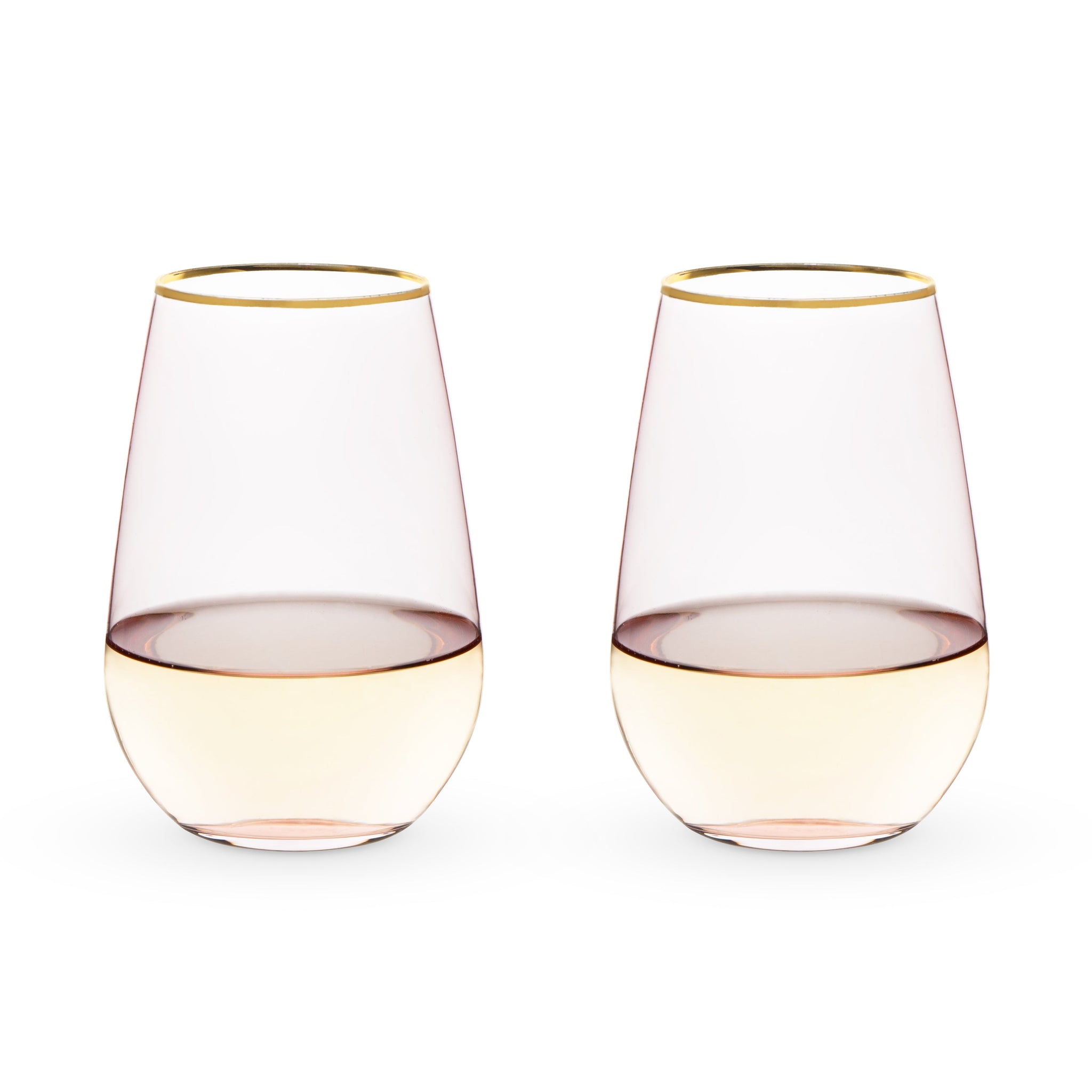 Rose Crystal Stemless Wine Glass Set