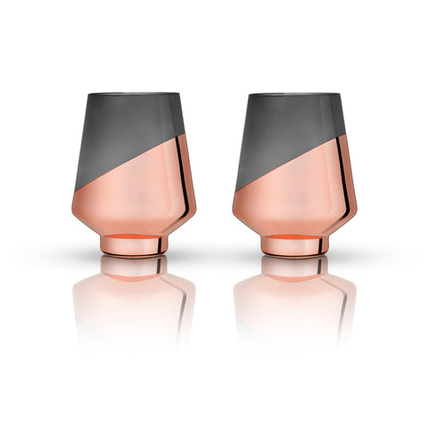 Rose Gold Dipped Crystal Stemless Wine Glasses